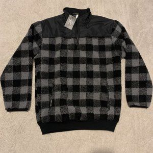 Original Deluxe Men Sherpa Pullover 1/4 Zip Front Pockets Size L